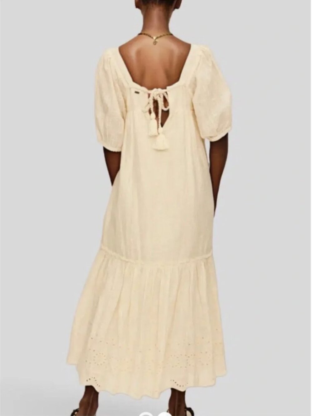 Anthropologie Saint Helena Cotton Maxi Midi Creamy Embroidered Dress size XL - Picture 2 of 11